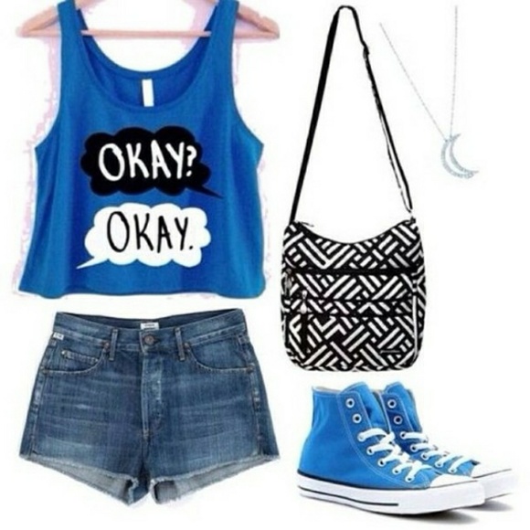 FAULT IN OUR STARS cobalt blue tank top OKAY L XL - Picture 1 of 6